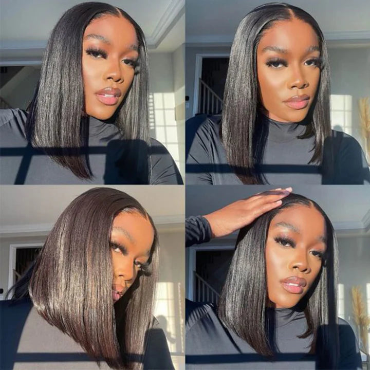 Minice Put On and Go Glueless Bob Wig 13x4 Pre Everything/ 7×5 Bleached Knots Pre-Cut Lace Wig Human Hair