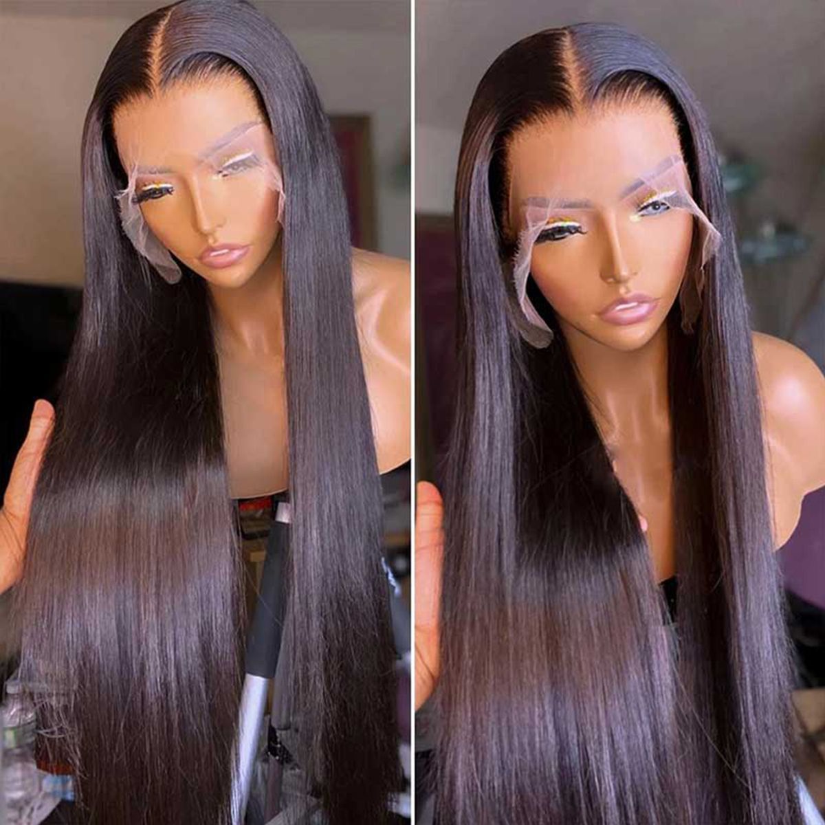 30"=$198 Minice Bone Straight Lace Front Wig 100% Real Human Hair HD Transparent Lace For Women Pre Plucked Super Sale