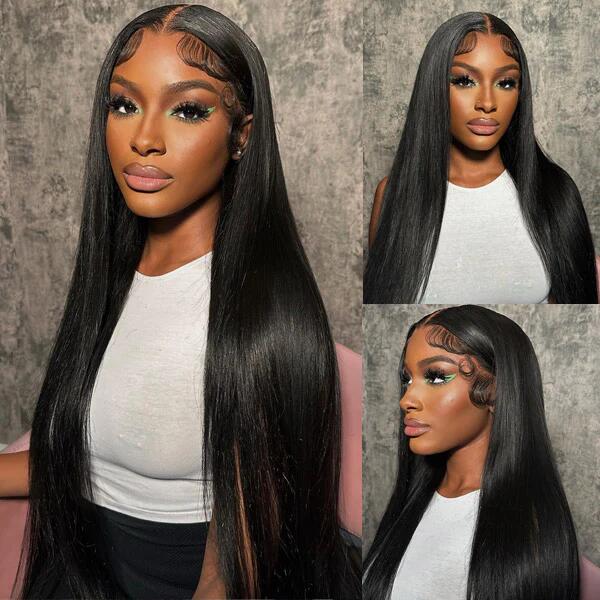 Code: M100F |Minice 13*4 Transparent Lace Frontal Wig Straight Human Virgin Hair Natural Hairline Super Sale