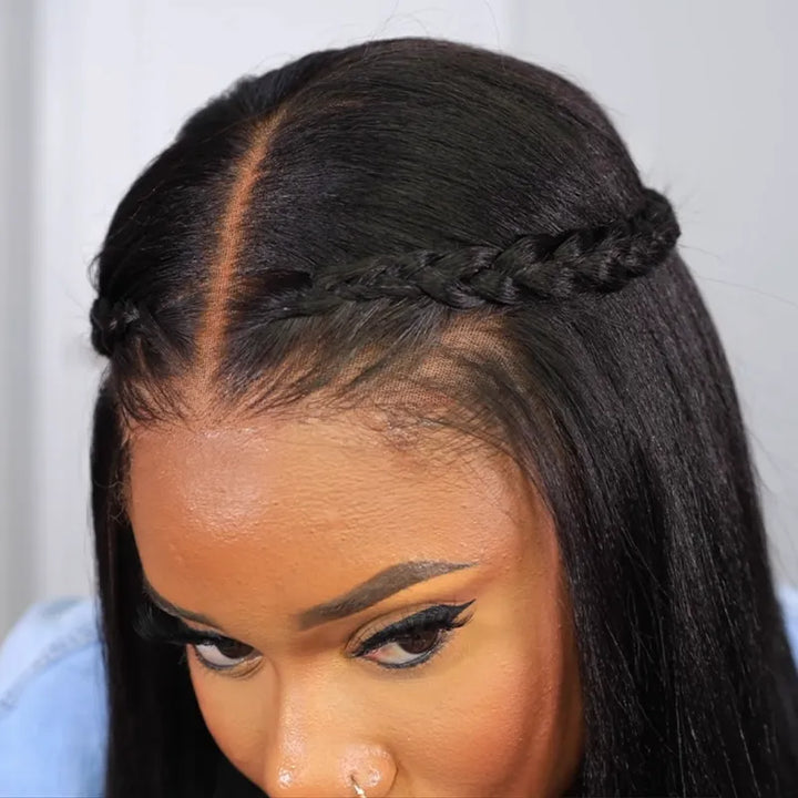 Flash Sale Yaki Straight Put On and Go Glueless Wig 6x4.5/13x4 Bye Bye Knots Pre-Cut Lace Light Kinky Straight