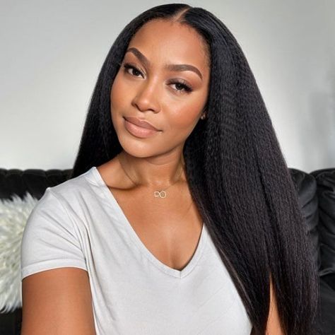 Ready To Go Glueless V Part Wig Yaki Straight 100% Virgin Human Hair With Drawstring Upgrade u part Wig