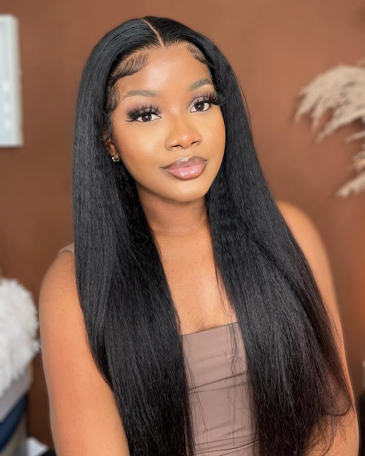 Ready To Go Glueless V Part Wig Yaki Straight 100% Virgin Human Hair With Drawstring Upgrade u part Wig