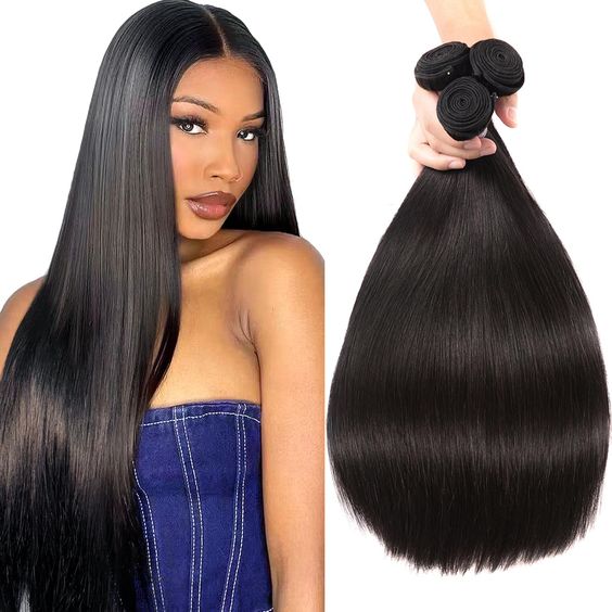 3 Bundles Natural Black Straight Human Hair Wigs