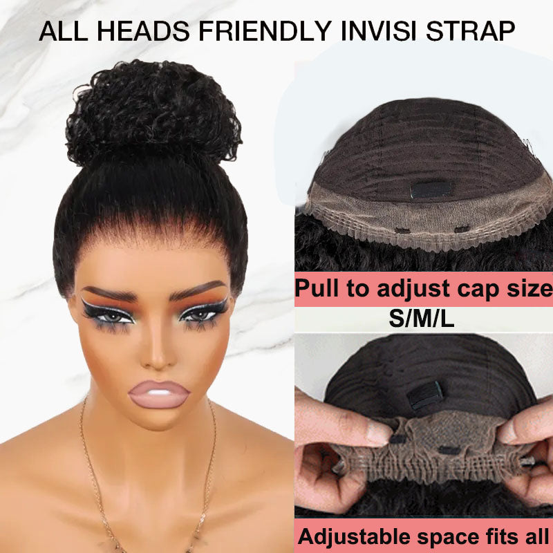 Invisible Strap Straight Hair 360 Lace Forehead Wig Bleached Knot