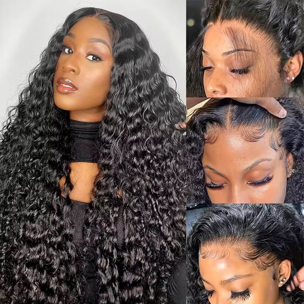 Deep Wave 13x4 Lace Front Wigs Natural Look Brazilian Virgin Hair 50% OFF