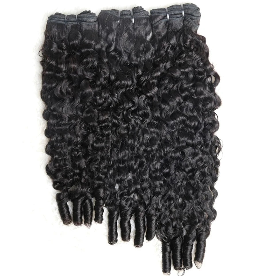 3 Pc/Pack Burmese Curly Human Hair 3 Bundles With Twist Out Ends Human Hair