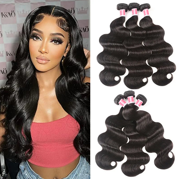 3 Bundles Natural Black Body Wave Human Hair Wigs-Minice