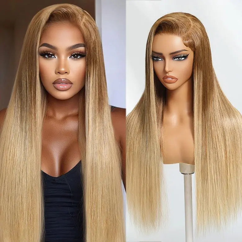 Minice Ready to go Ombre Golden Blonde Straight Pre-bleached invisible knots 7x5 HD Glueless Lace Wig