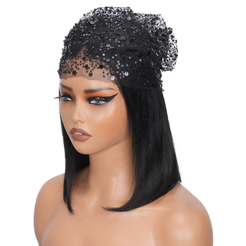 Minice Put On and Go Glueless Bob Wig 13x4 Pre Everything/ 7×5 Bleached Knots Pre-Cut Lace Wig Human Hair