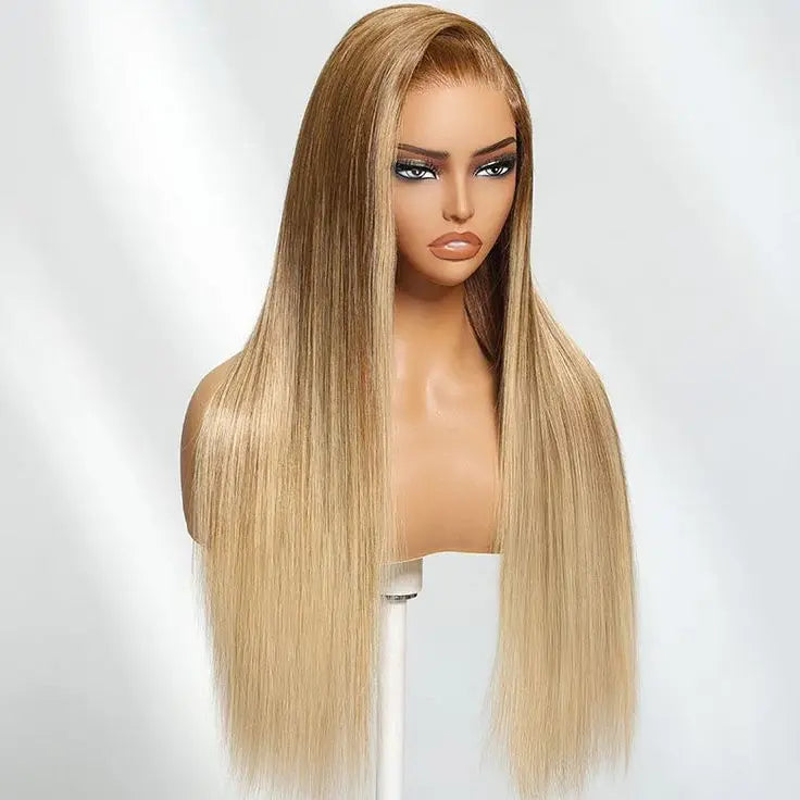 Minice Ready to go Ombre Golden Blonde Straight Pre-bleached invisible knots 7x5 HD Glueless Lace Wig
