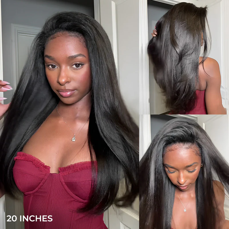 3 In 1 Wear Go Half Wig Invisible Hairline Kinky Straight Flip Over Wig Glueless For Beginner Fridenly