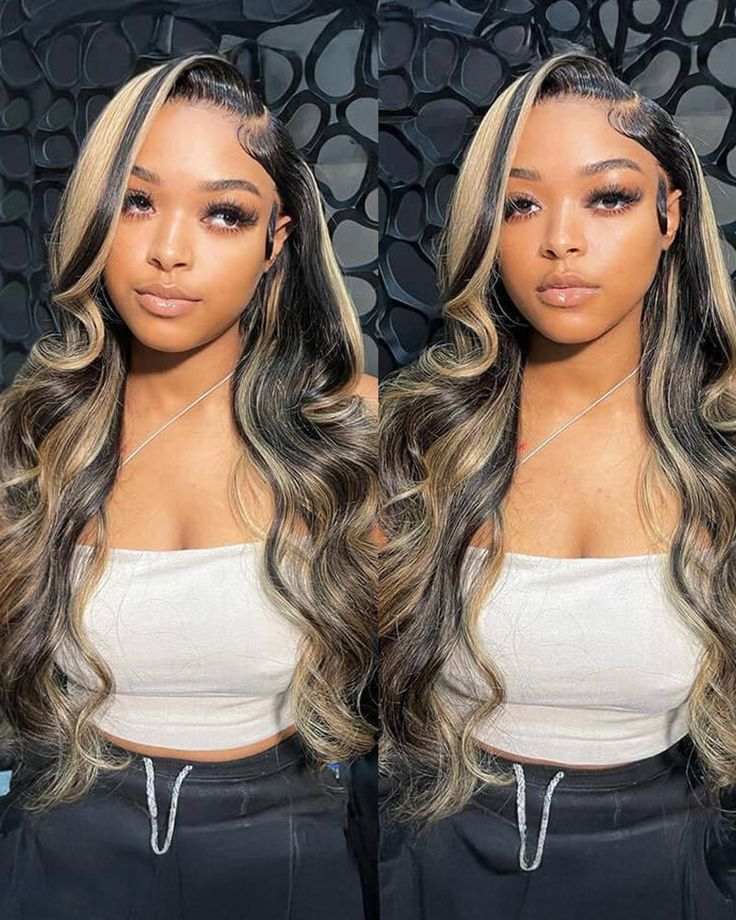 Curtain Bangs 1B/27 Highlight Colored Body Wave Human Hair 13x4 HD Lace Wigs