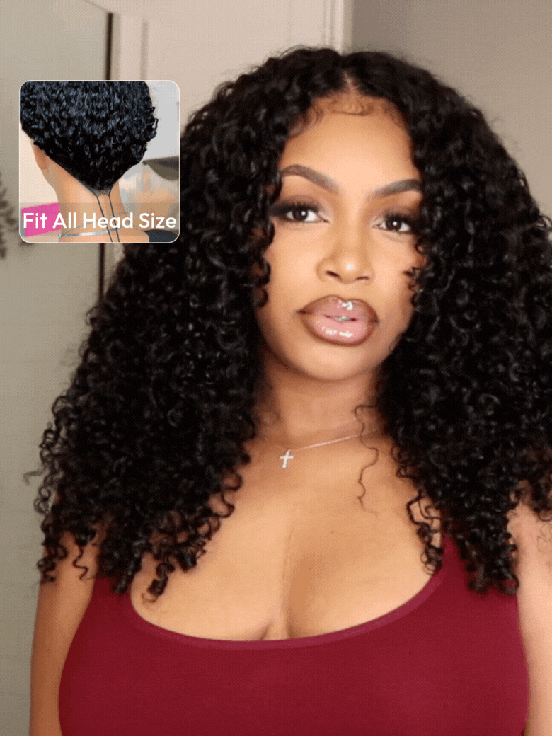 Ready To Go Glueless V Part Wig Natural Scalp Thick Curl 100% Virgin Human Hair Upgrade U part Wig