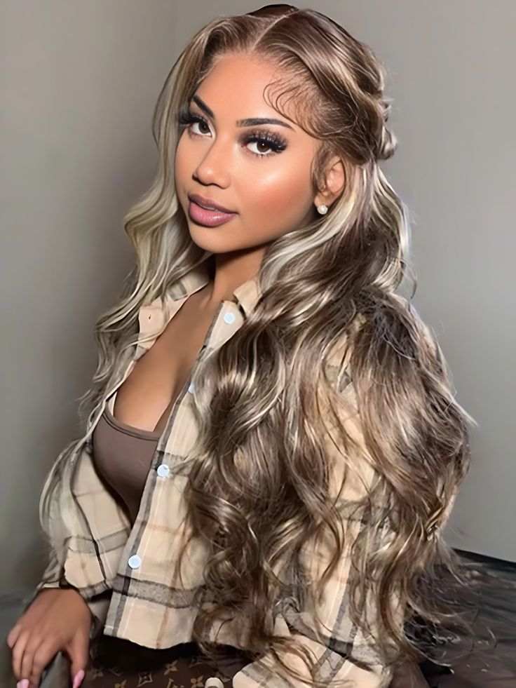 Curtain Bangs 1B/27 Highlight Colored Body Wave Human Hair 13x4 HD Lace Wigs