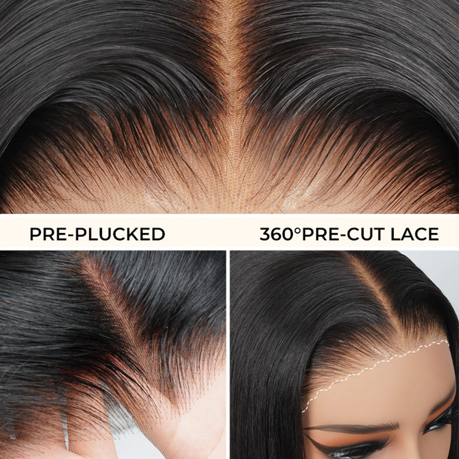 Invisible Strap 360 Lace Bleached Knot Pre-Cut Lace Optional