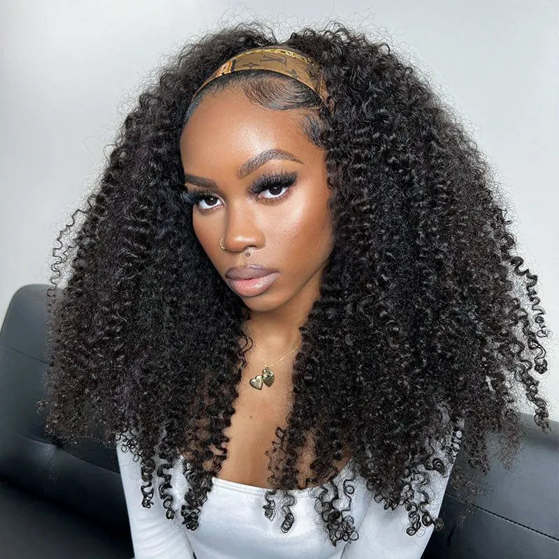 3 In 1 Half Wig Afro Kinky Curl Wear & Go Drawsting Wig No Glue Need Flip Over Half Wig Seamless Clip In