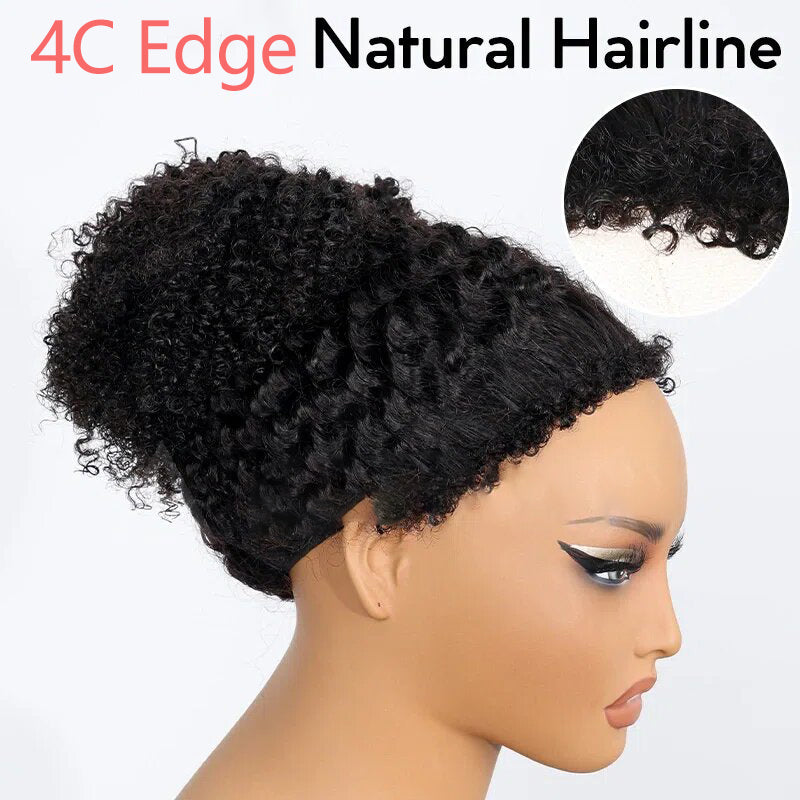 3 In 1 Half Wig Afro Kinky Curl Wear & Go Drawsting Wig No Glue Need Flip Over Half Wig Seamless Clip In