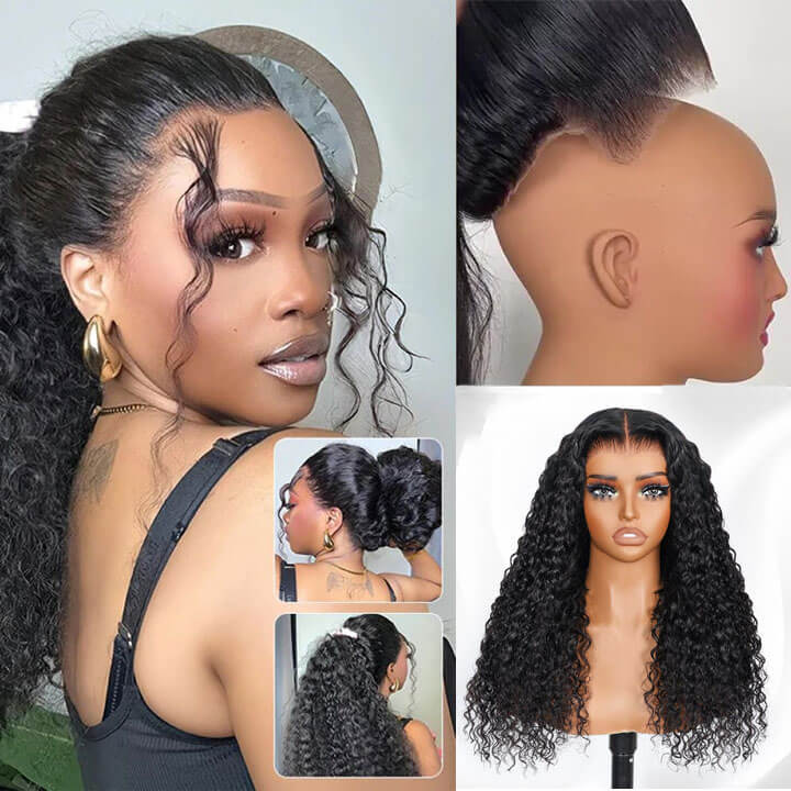 BOGO Exclusive Sale Invisible Strap 360 Deep Wave Wig+ 18 inch 4/27 Highlight Straight Wig