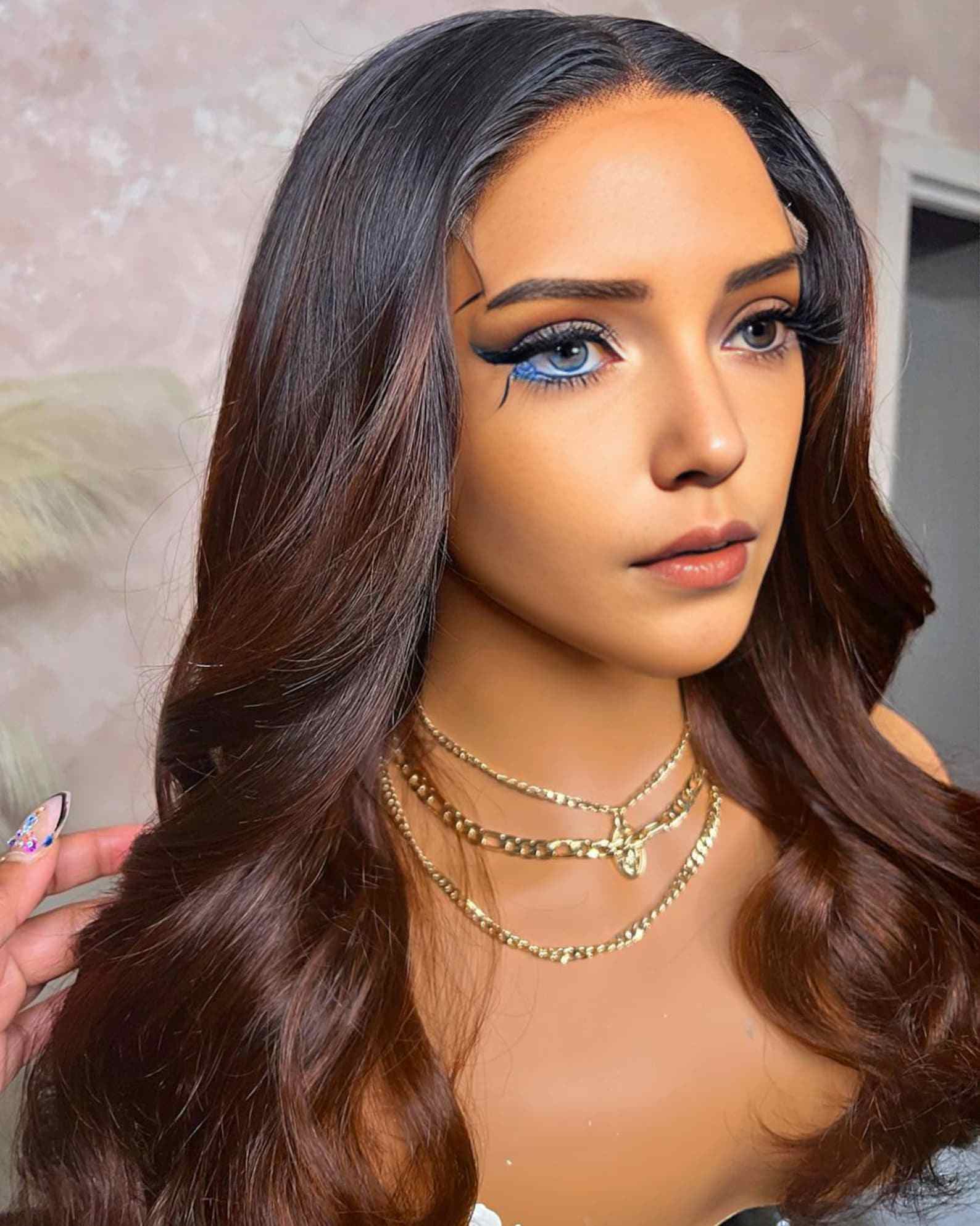 Ombre Black Brown Invisi Strap 360 Lace Frontal Glueless Bleach Knots Human Hair Wig