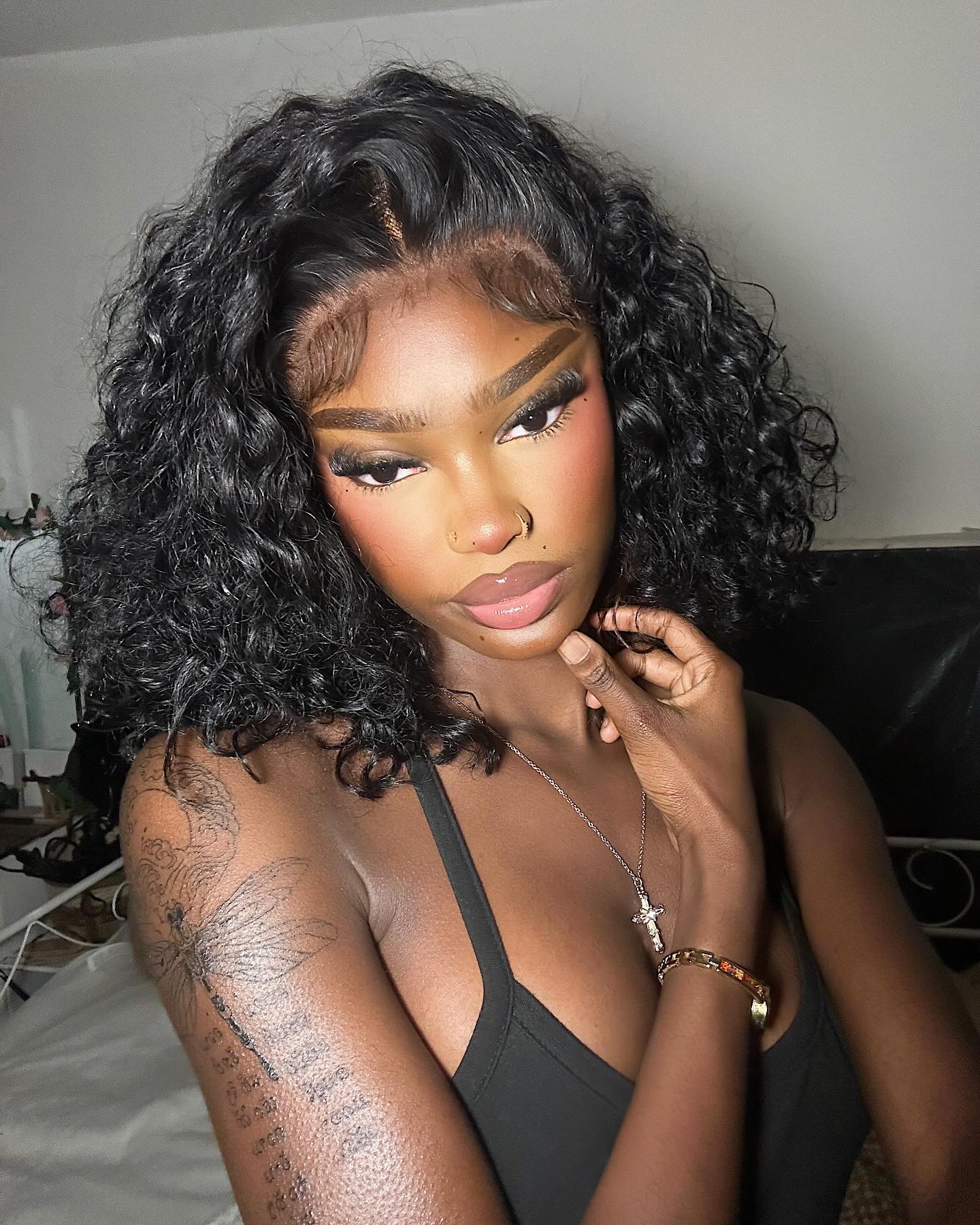 Minice Water Wave Bob wig 6x6 Pre-cut lace pre-pulled pre-bleached invisible knots