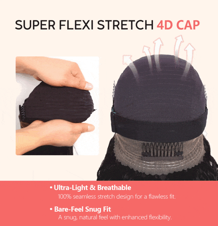 4C Hairline Pre Plucked 360 Invisi-String Snug Fit Kinky Curly Human Hair Natural Density with Curly Edges