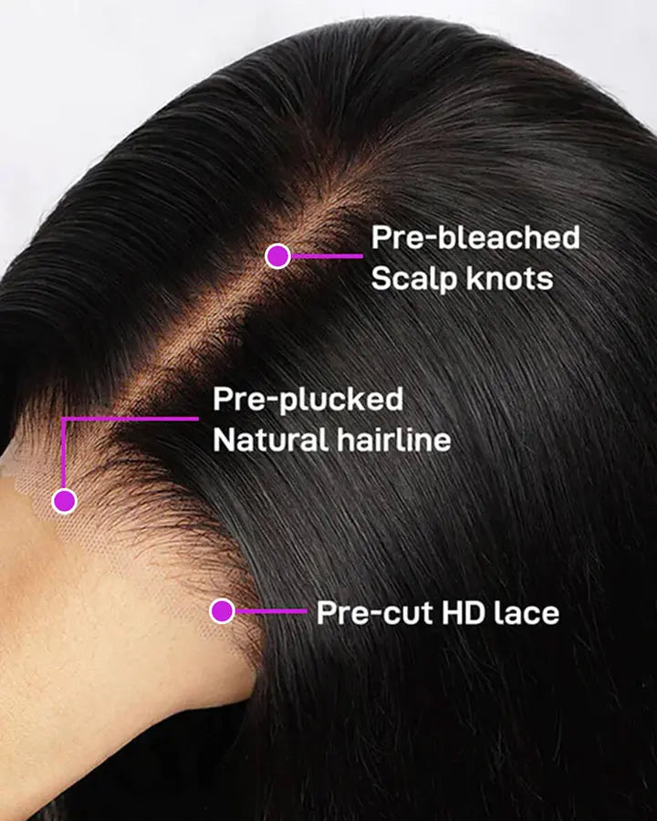 MINICE Ready To Go 6x6 Pre-Cut Lace Glueless Wigs Invisible Knot Pre-Bleached Water Wave Wigs