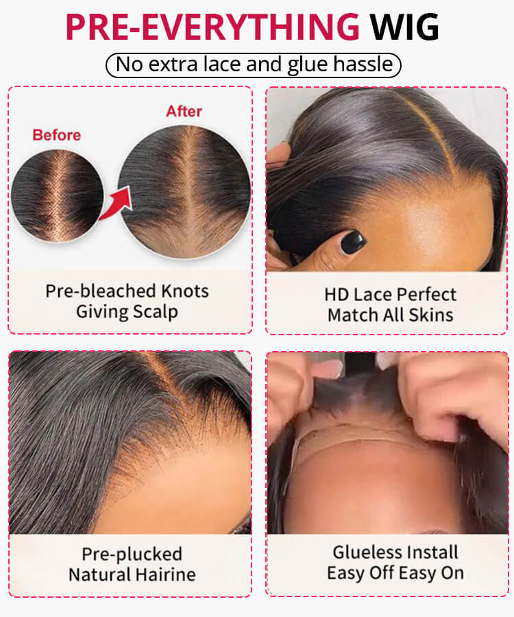 BOGO Minice Buy Straight Glueless Wig Get Pre-Braided 4/27 Water Wave Wig Free- super