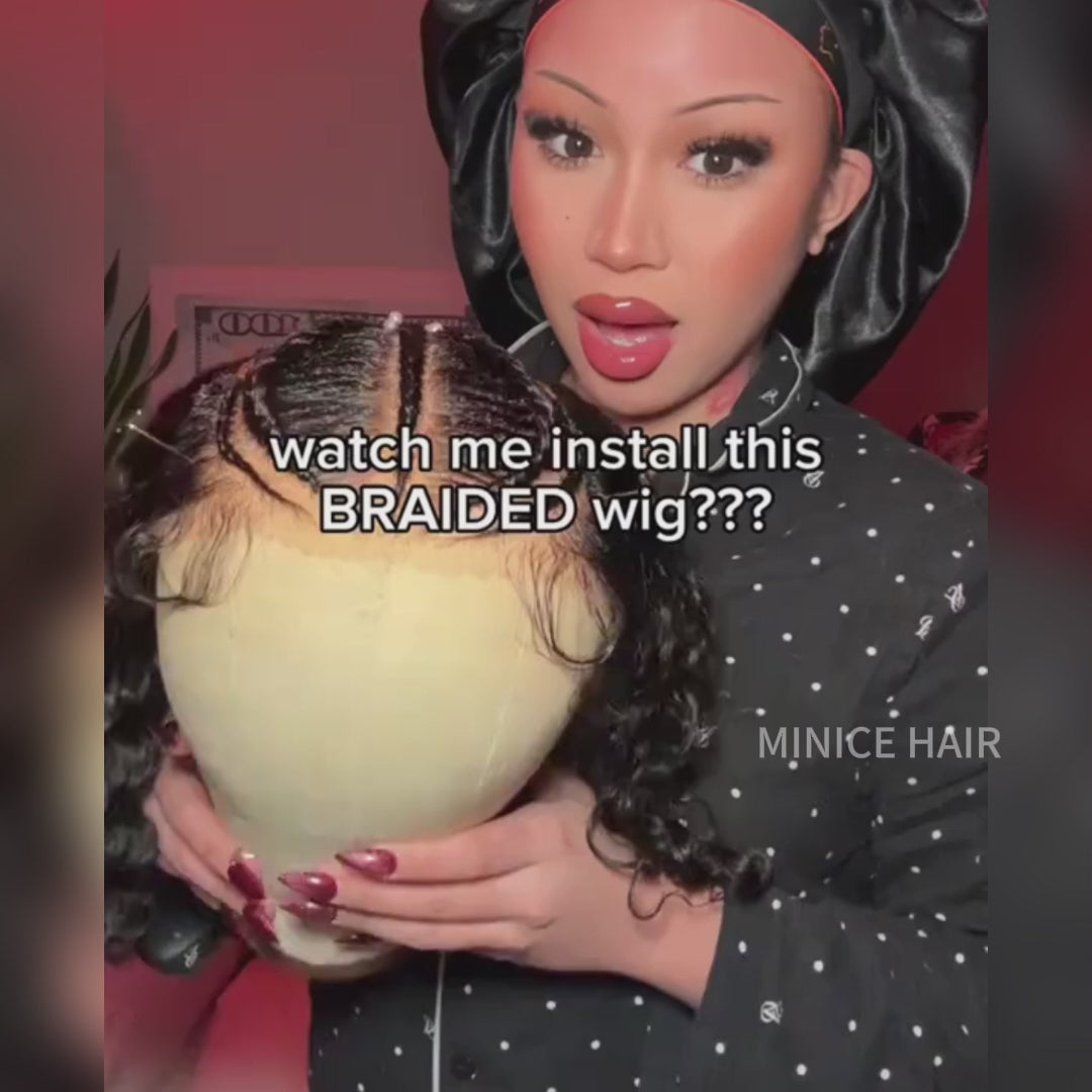 Minice Water Wave Pre-Braiding Bob Wig 13x6 Glueless Wigs Mini Knot Pre-Cut Lace Human Hair Wig