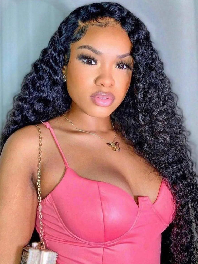 MINICE Ready To Go 6x6 Pre-Cut Lace Glueless Wigs Invisible Knot Pre-Bleached Water Wave Wigs