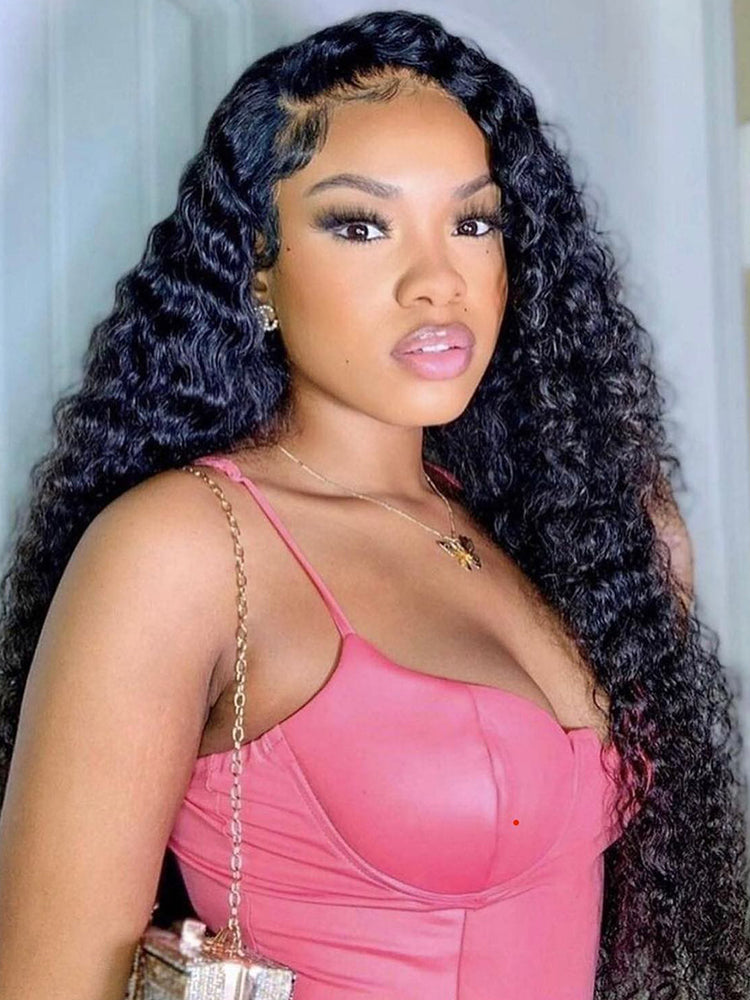 MINICE Ready To Go 6x6 Pre-Cut Lace Glueless Wigs Invisible Knot Pre-Bleached Water Wave Wigs