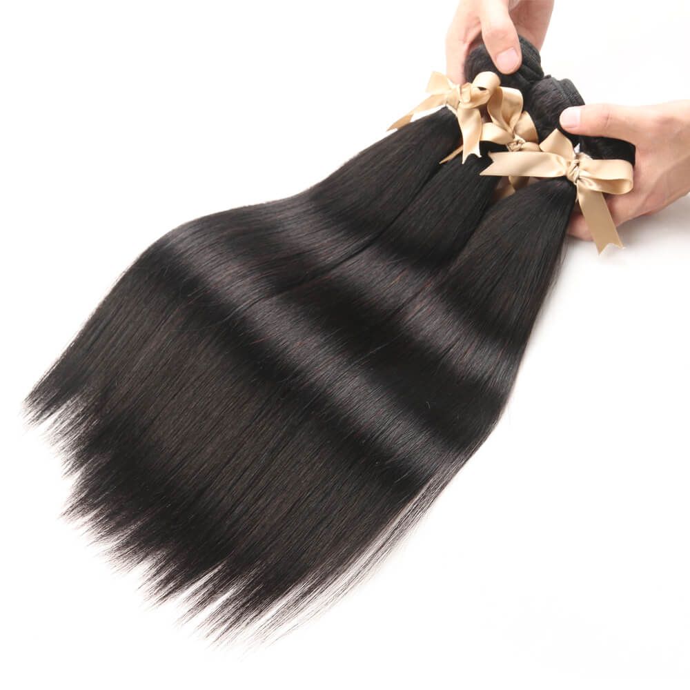 3 Bundles Natural Black Straight Human Hair Wigs