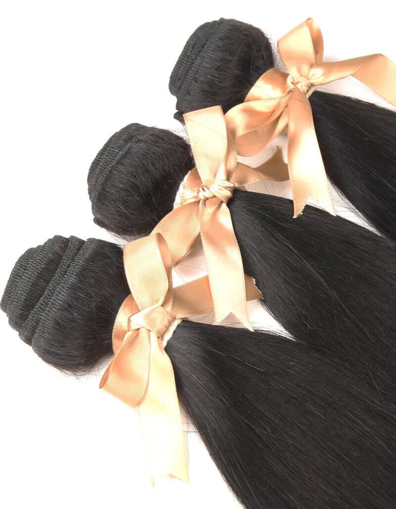 3 Bundles Natural Black Straight Human Hair Wigs