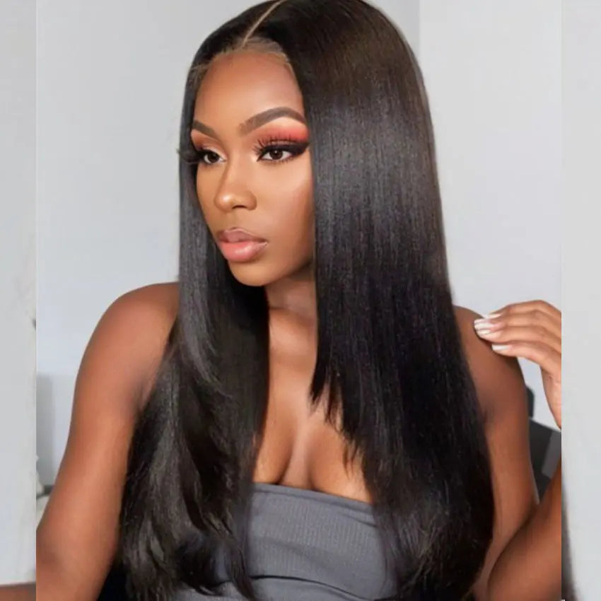 Minice Kinky Straigth Wig 13x4 Mini Knot HD Lace Frontal Wigs Human Hair