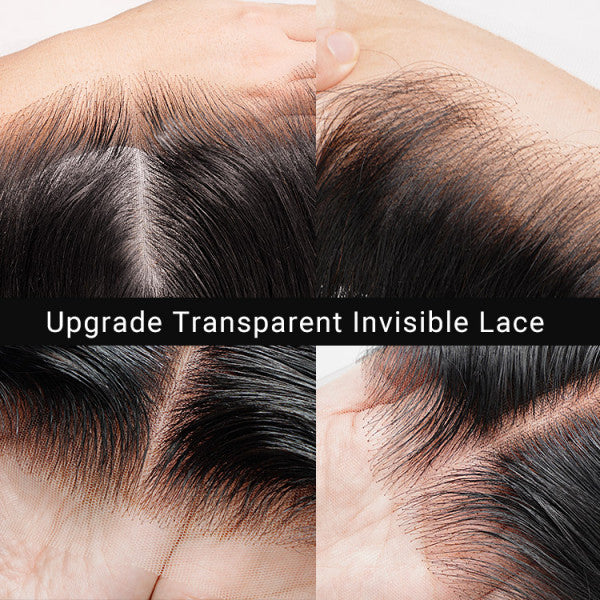 300% Density Luxury Bouncy Wavy Virgin Human Hair Transparent HD Lace Front Wig Pre-Plucked Hairline Day to Night Ready