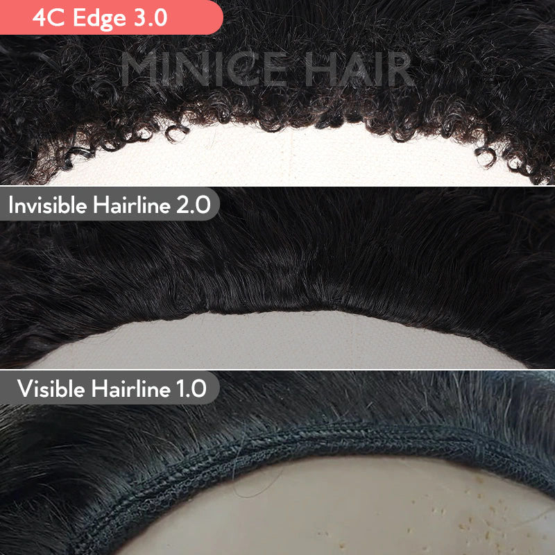 Blonde Highlight Kinky Curly Glueless Drawstring Half Wig Human Hair 3 In 1 Half Wig Invisible Hairline Protective Style