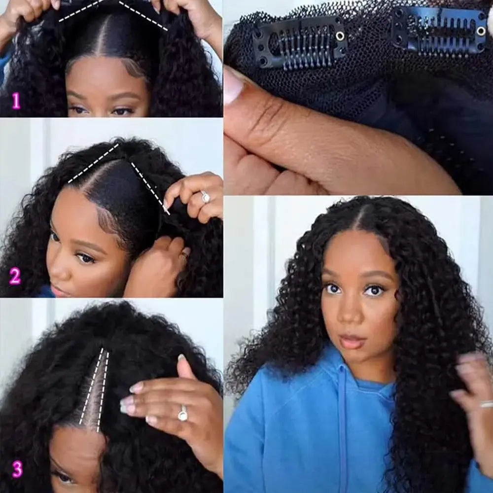 Code: M100F| U/V Part Glueless Wig No Leave Out Quick & Easy Affordable Human Hair Wigs Super Sale