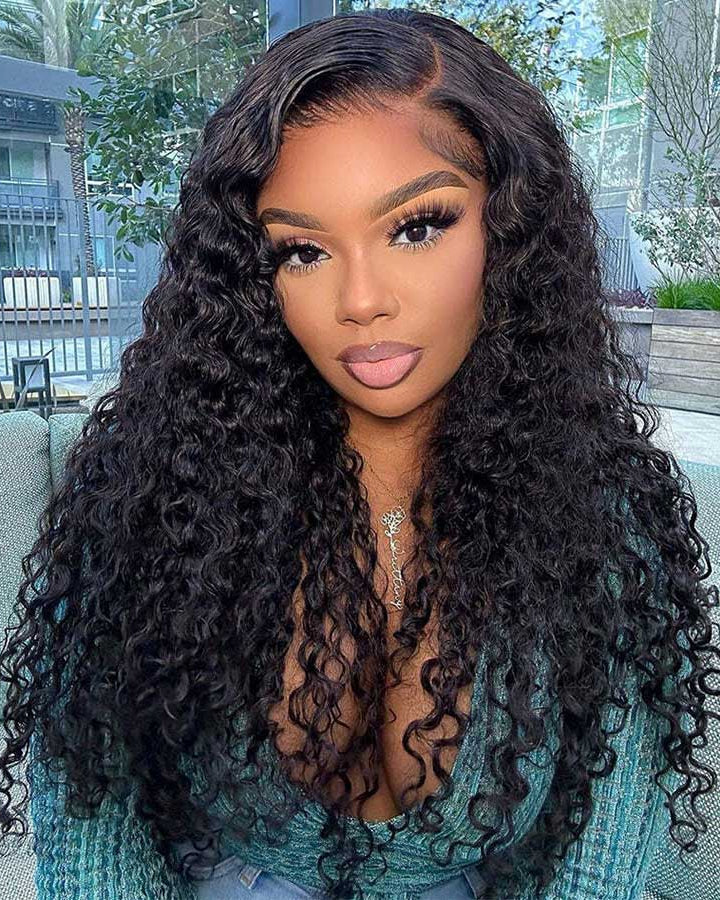 MINICE Ready To Go 6x6 Pre-Cut Lace Invisible Knot Glueless Wigs Pre-Bleached Water Wave Wigs