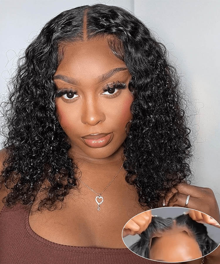 Minice Curly Wear Go Bob Wig 5x5 HD Lace Bouncy Curly Glueless Human Hair Wig