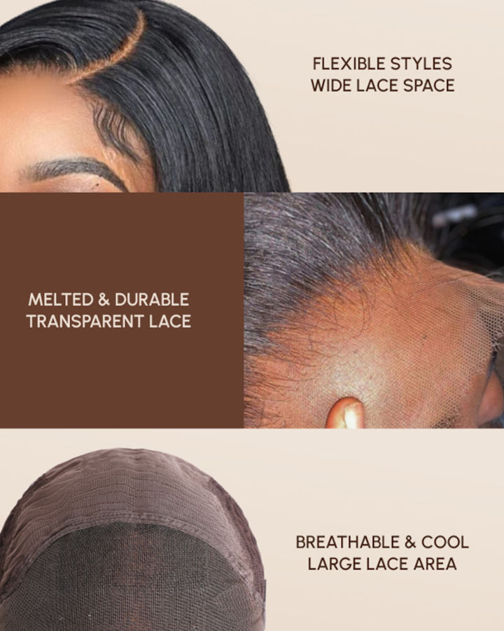 Minice Kinky Straight 4X4 Invisible Knot Ready to go Glueless HD Lace Virgin Human Hair Wig