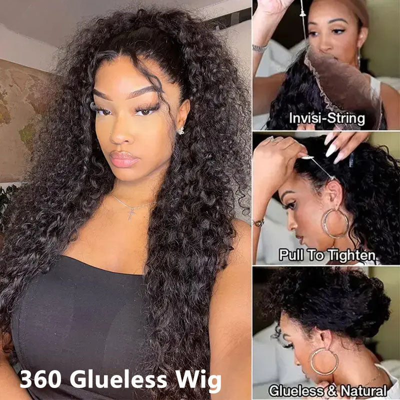 Invisi Strap 360 Transparent Lace Pre Cut Deep Wave Snug Fit Bleached Knots Lace Wig 50% OFF