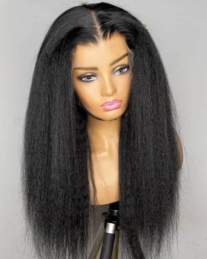 Minice Kinky Straight 4X4 Invisible Knot Ready to go Glueless HD Lace Virgin Human Hair Wig