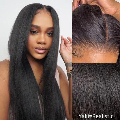 Minice Yaki Straight Put On and Go Glueless Lace Wigs 7x5 HD Lace Wig With Sexy Sparkle Sequin Lace-able Hijab Cap