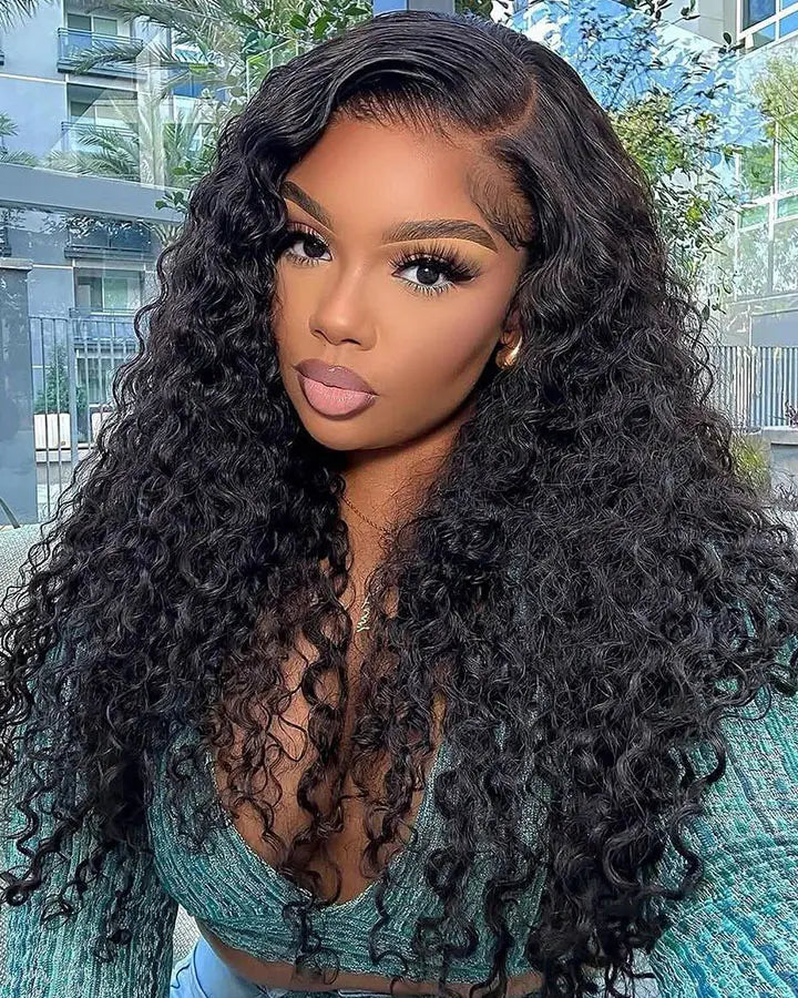 MINICE Ready To Go 6x6 Pre-Cut Lace Invisible Knot Glueless Wigs Pre-Bleached Water Wave Wigs