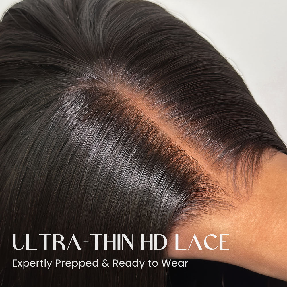 MINICE Ready To Go Glueless Wigs 6x6 Invisible Knot Pre-Cut Pre-Bleached Straight Human Hair Wigs