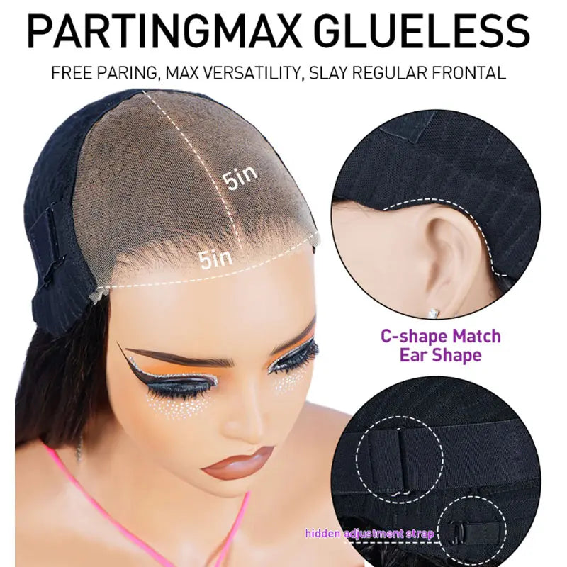 Water Wave Pre-Braiding Curved Moon Human Hair Wig 5x5/13X4 Pre Cut HD Transparent Lace Wigs