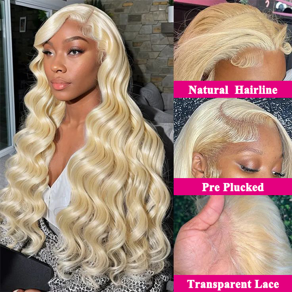 Minice Pre Plucked Body Wave Transparent Lace Front Wig 613 Blonde Human Hair Wigs Natural Hairline