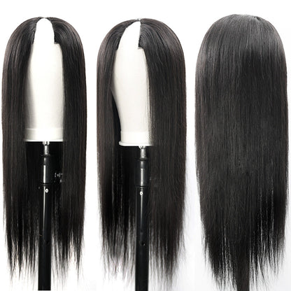 Ready To Go Glueless V Part Wig Straight 100% Virgin Human Hair Upgrade u part Wig