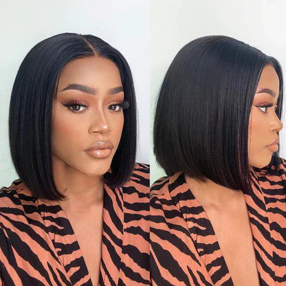 Short Bob Straight Wig 13x4 Transparent Lace Front 100% Human Hair Bob Wigs With Baby Hair Super Sale