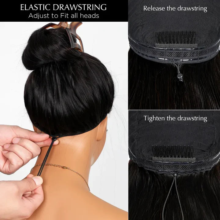 Minice Yaki Straight Put On and Go Glueless Lace Wigs 7x5 HD Lace Wig With Sexy Sparkle Sequin Lace-able Hijab Cap