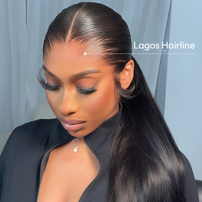 Upgraded M-Shaped Hairline 360 HD Lace Frontal Invisi Strap Wig Lagos Hairline Wigs Straight/Body Wave Human Hair
